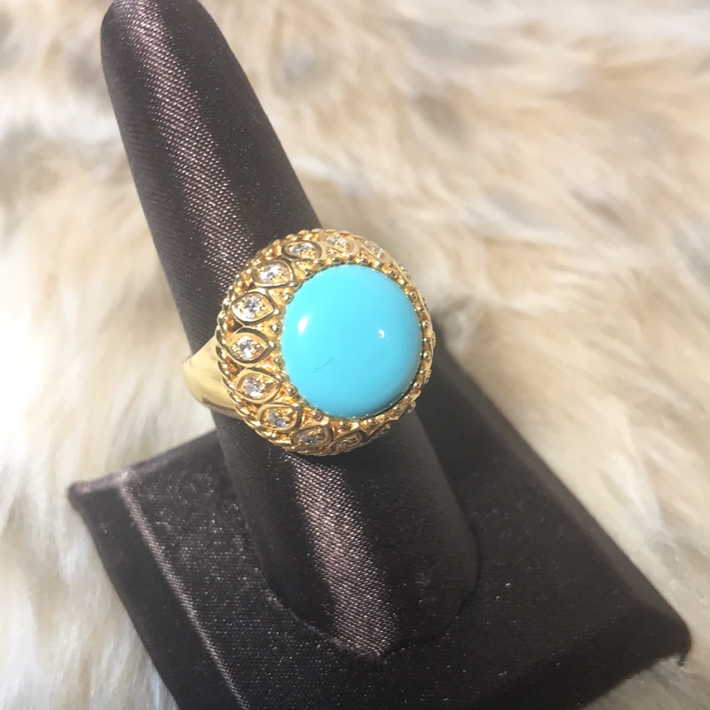 Women’s turquoise & gold colored ring - Picture 2 of 6